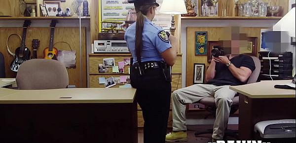  Slutty policewoman fucks with pawnbroker for extra money